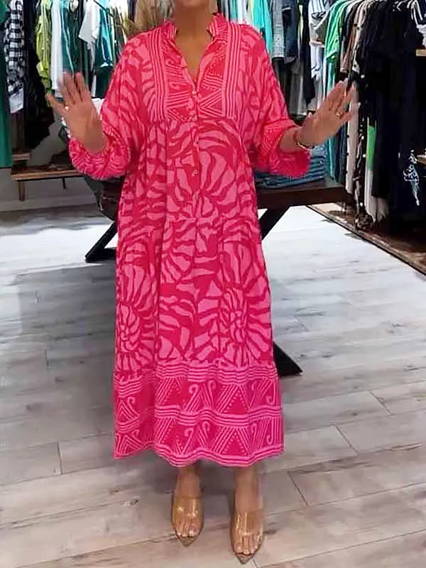 Orelia | V Neck Printed Loose Dress