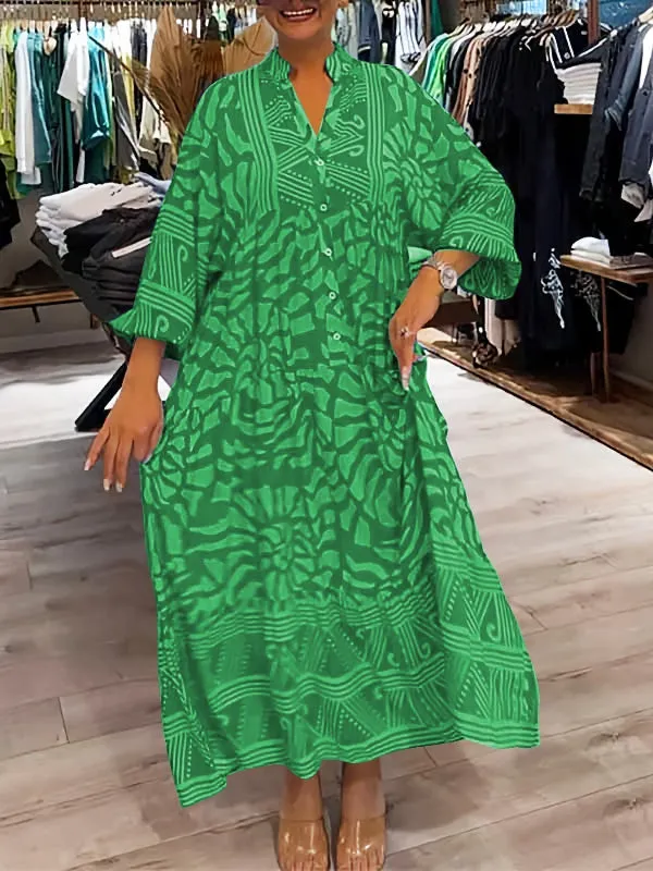 Orelia | V Neck Printed Loose Dress