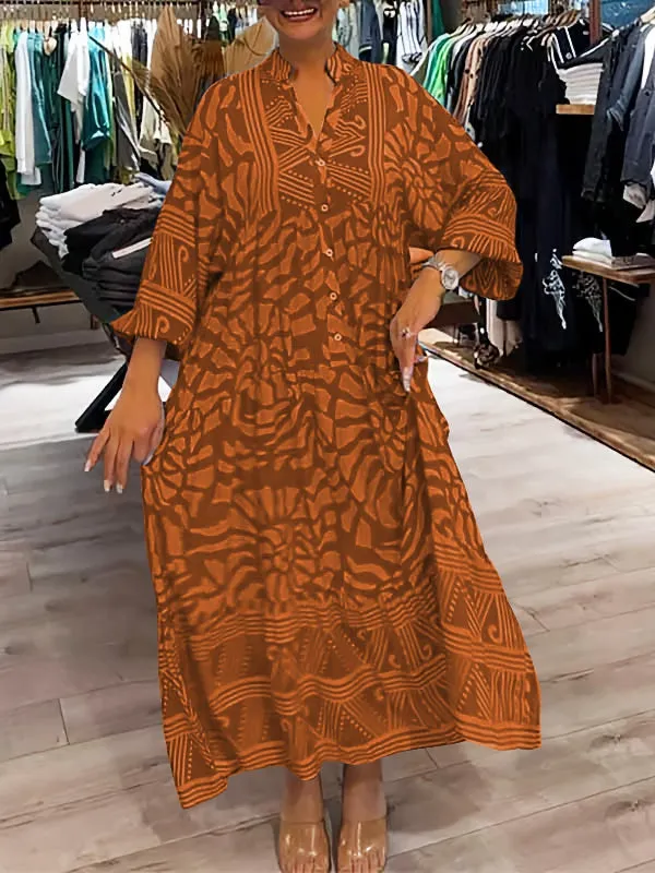 Orelia | V Neck Printed Loose Dress