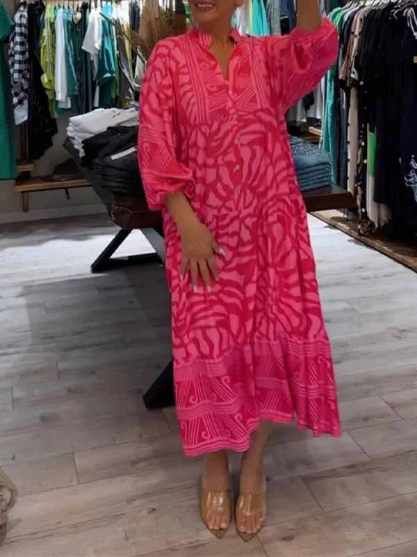 Orelia | V Neck Printed Loose Dress