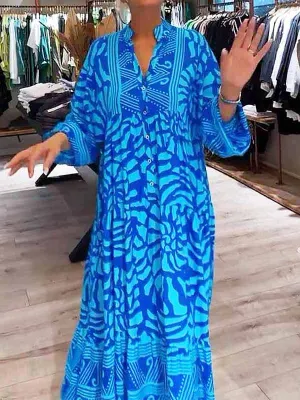 Orelia | V Neck Printed Loose Dress