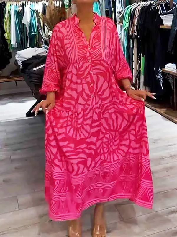 Orelia | V Neck Printed Loose Dress