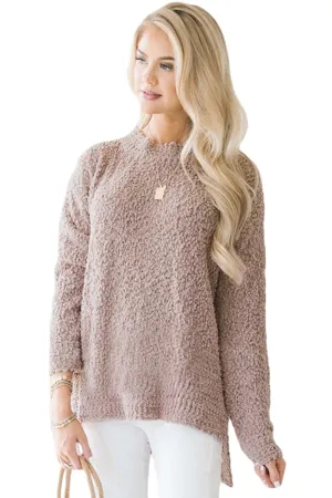 Pink Cozy Fall Popcorn Pullover Sweater