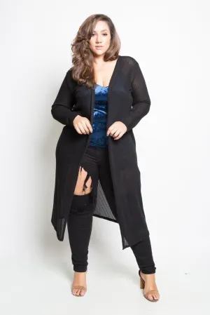 Plus Size Cozy Long Knit Cardigan