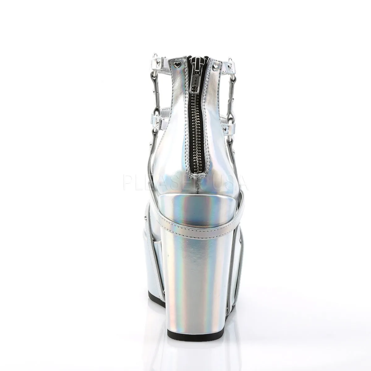 POISON-25-2  Silver Hologram Vegan Leather