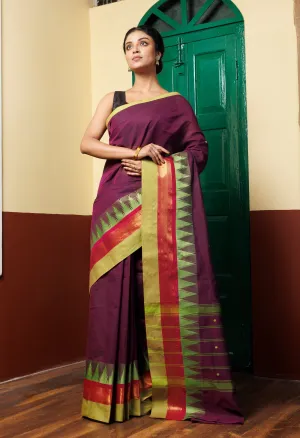 Purple Pure Pavani Handcrafted Kanchi Cotton Saree-UNM76827