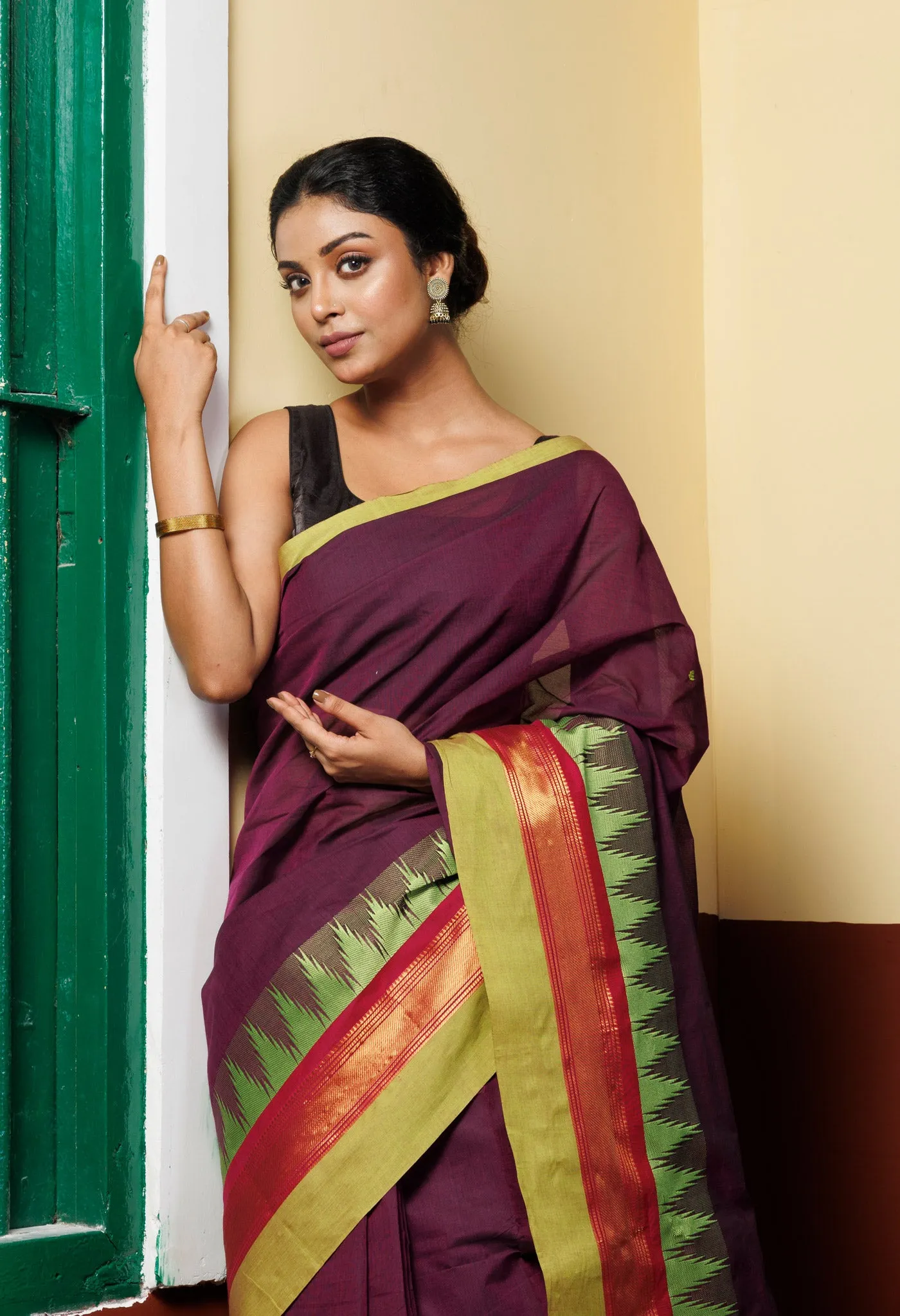 Purple Pure Pavani Handcrafted Kanchi Cotton Saree-UNM76827