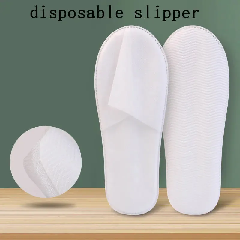 "12 Pairs of Plush Disposable Spa Slippers for Hotels"