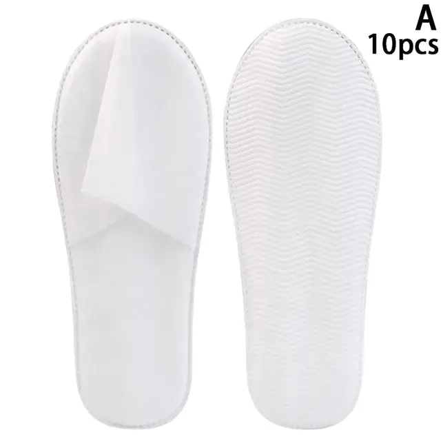 "12 Pairs of Plush Disposable Spa Slippers for Hotels"