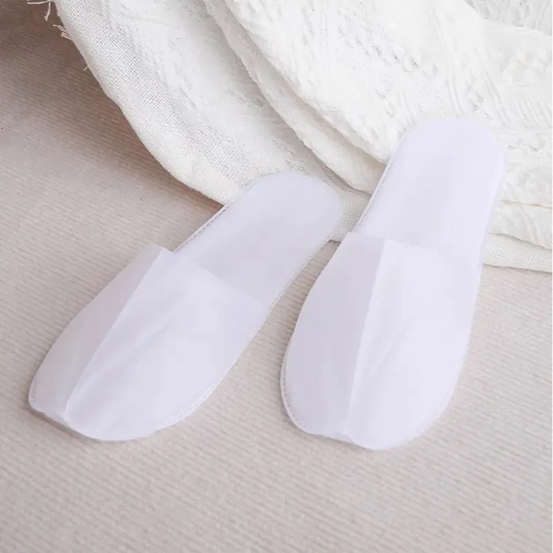 "12 Pairs of Plush Disposable Spa Slippers for Hotels"