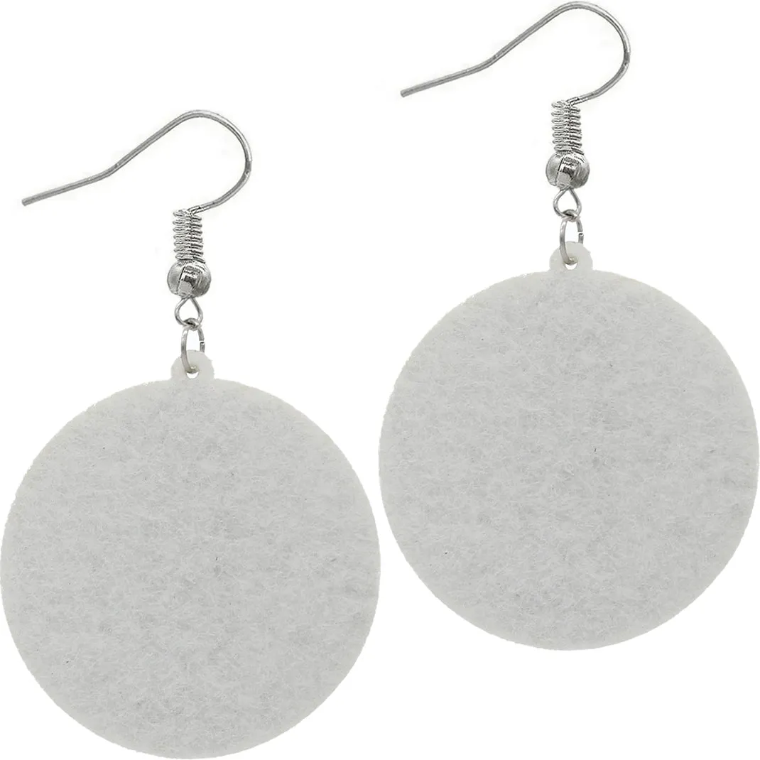 Red Green Round Rhinestone Felt Earrings