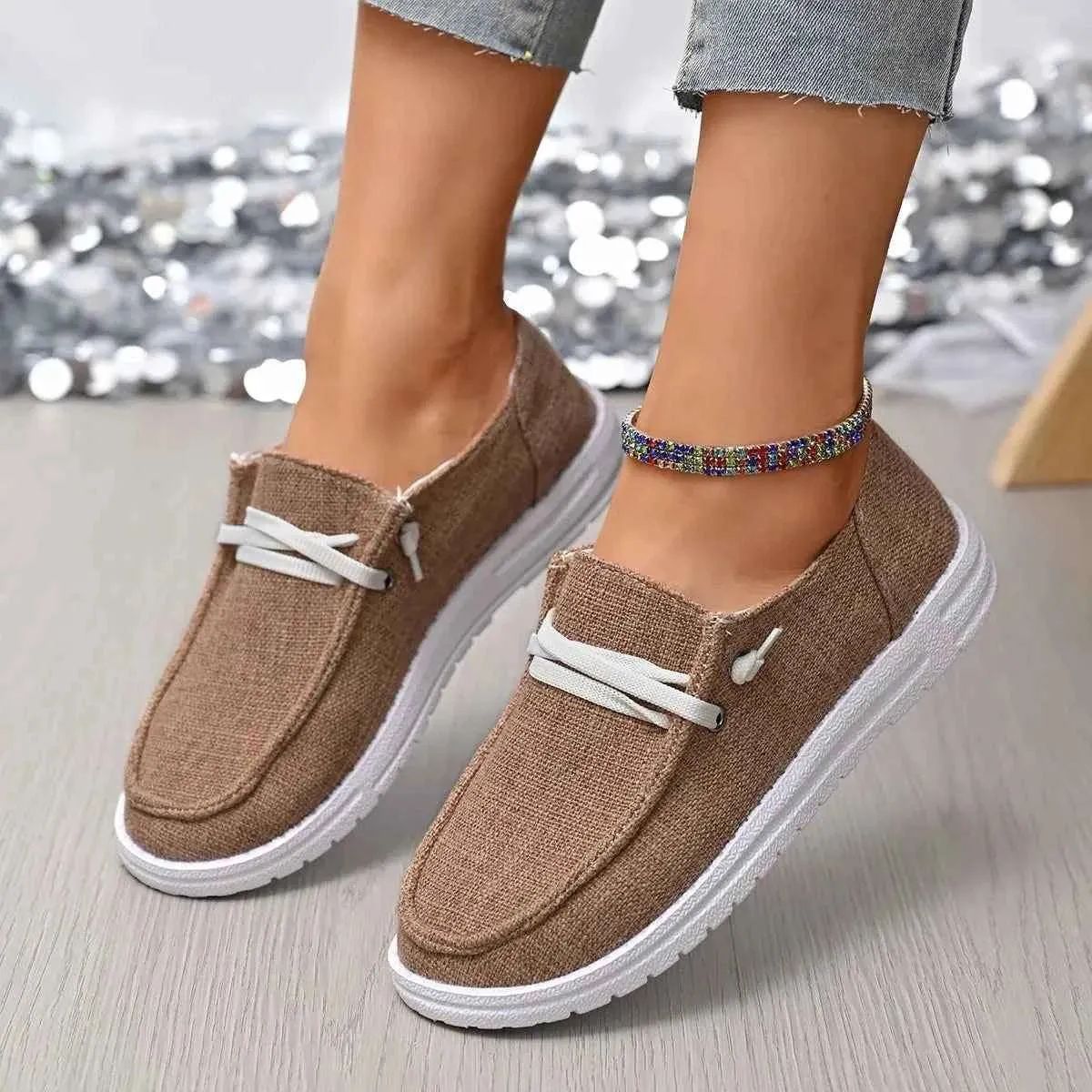 Round Toe Canvas Slip-On Shoes for Comfortable Everyday Wear