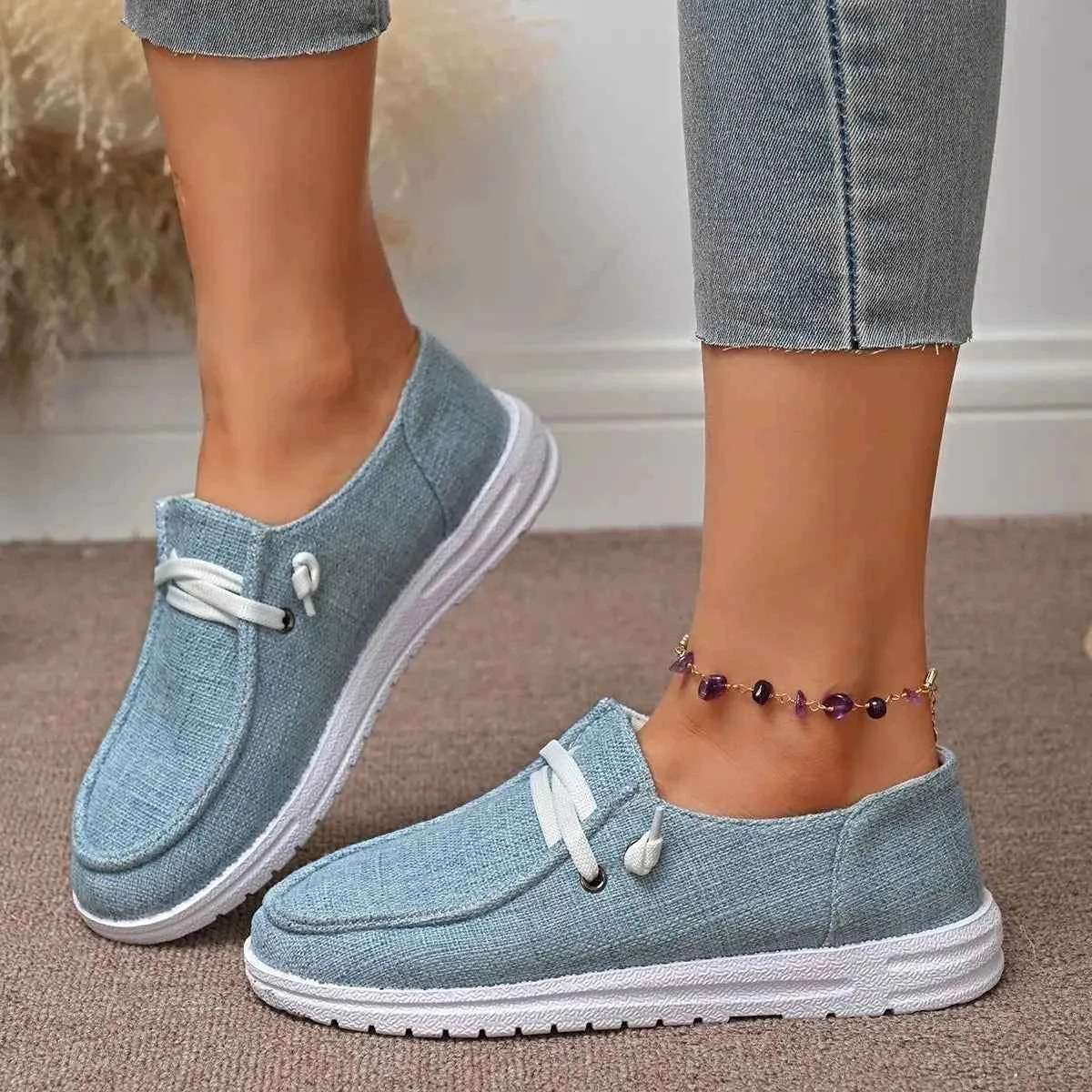 Round Toe Canvas Slip-On Shoes for Comfortable Everyday Wear