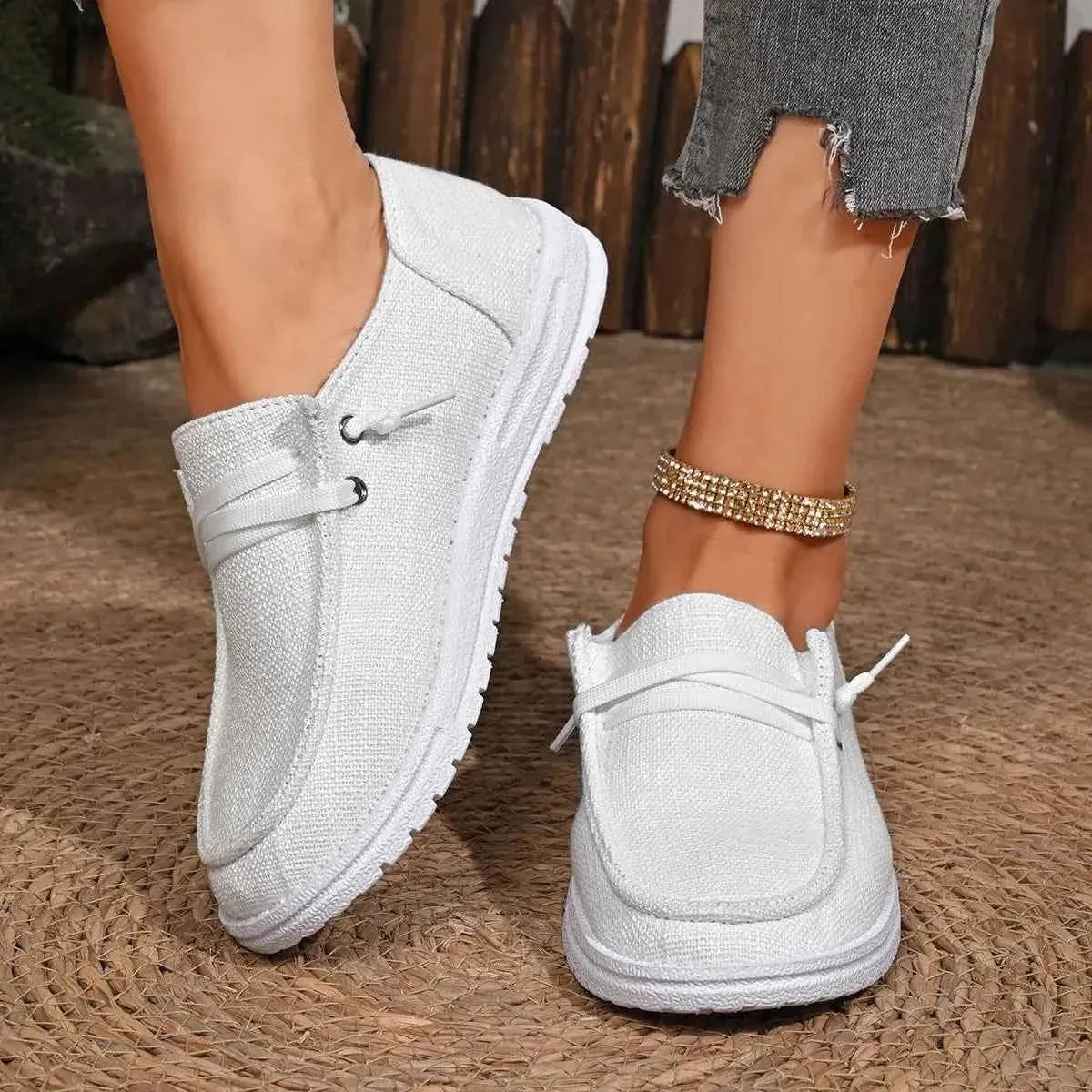 Round Toe Canvas Slip-On Shoes for Comfortable Everyday Wear