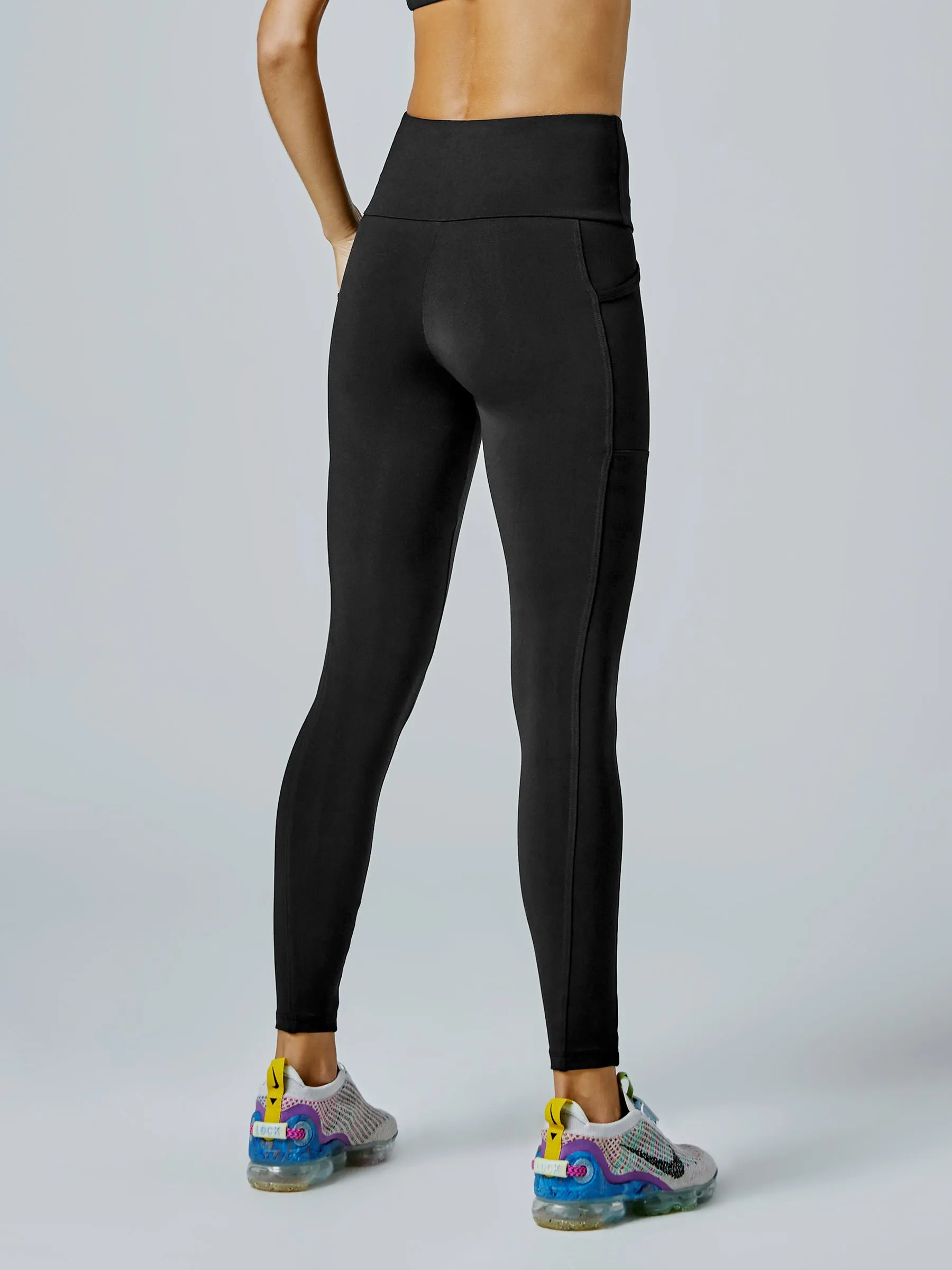 Running Bare Power Moves Ab-Waist Tight 28" - Black