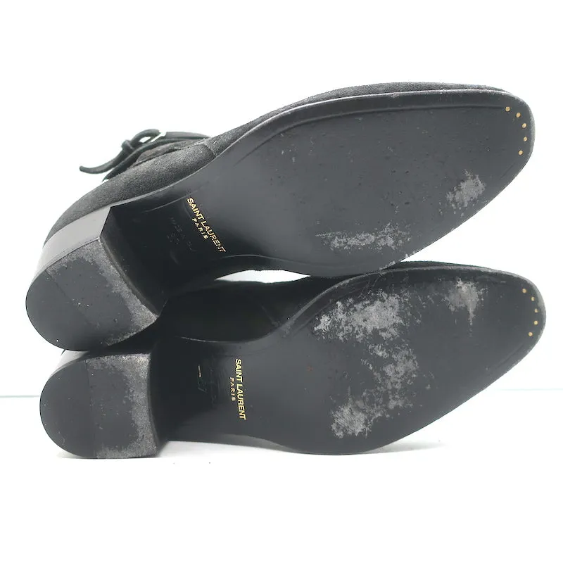 Saint Laurent Blake Jodhpur Ankle Boots Black Suede Size 37