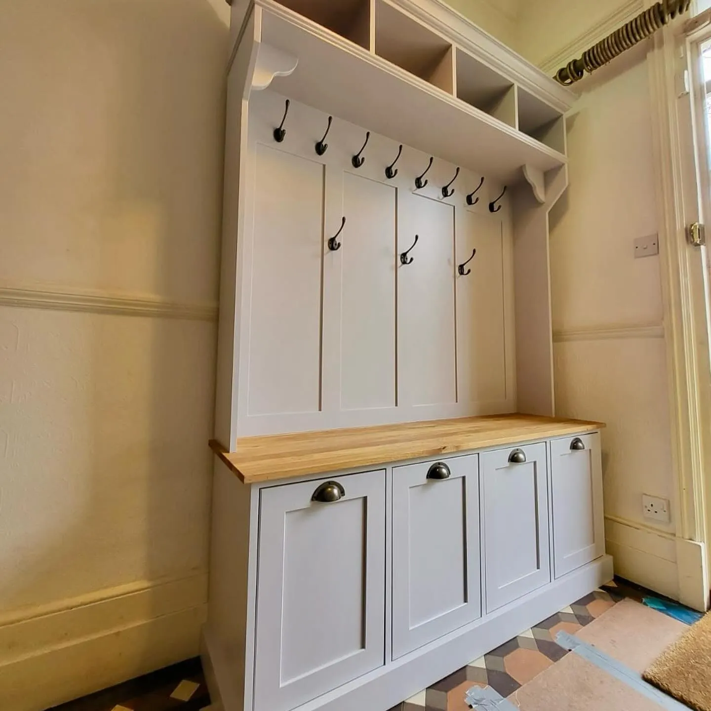 Shaker Boot Room Storage Bench with Drawers - Extra Storage & Hooks