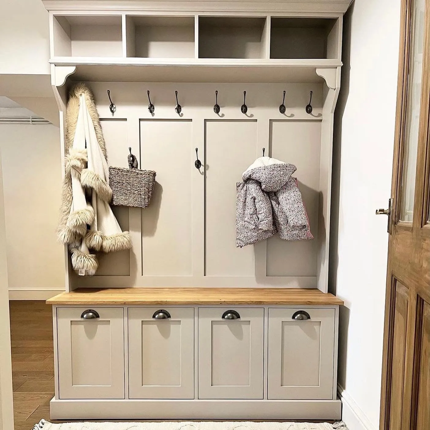 Shaker Boot Room Storage Bench with Drawers - Extra Storage & Hooks
