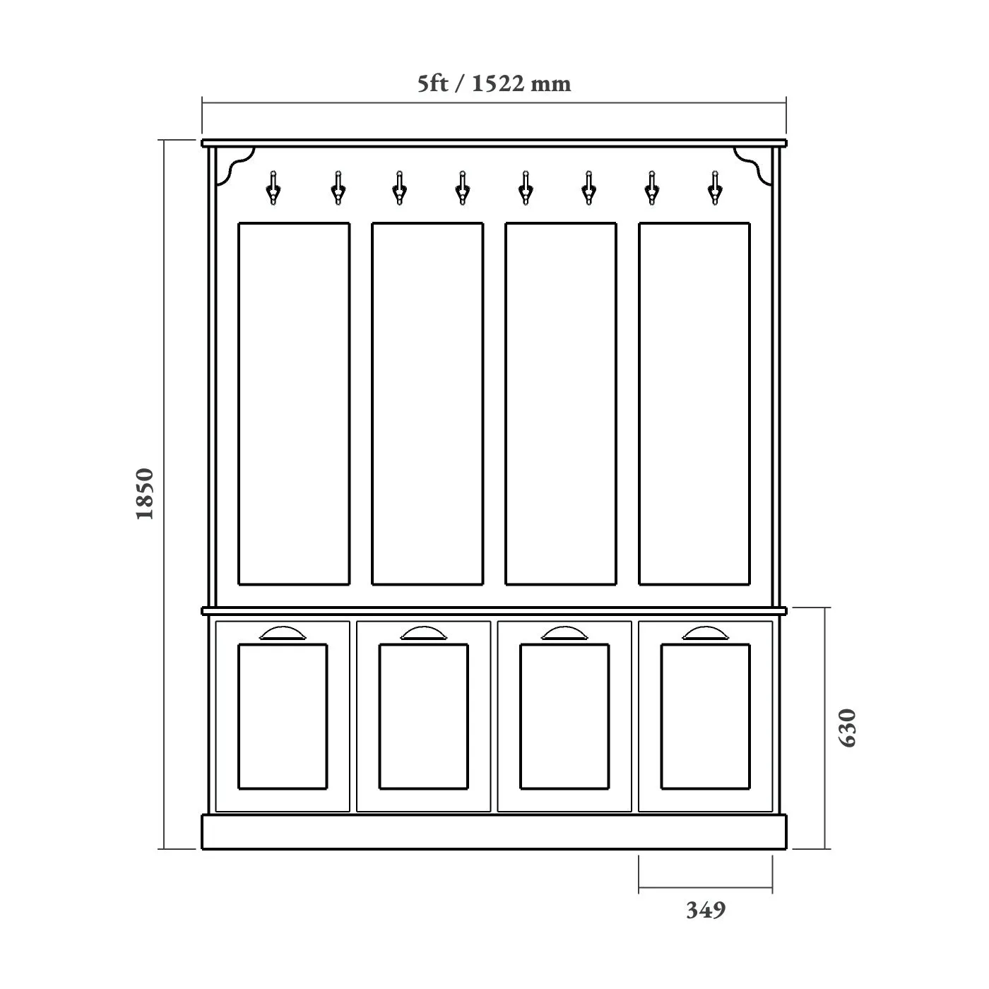 Shaker Boot Room Storage Bench with Drawers