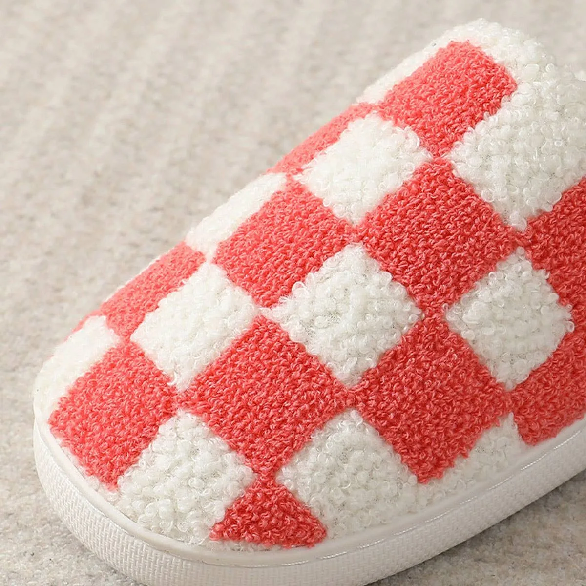 SIMPLE CHECKERED WARM COTTON SLIPPERS SCWC1