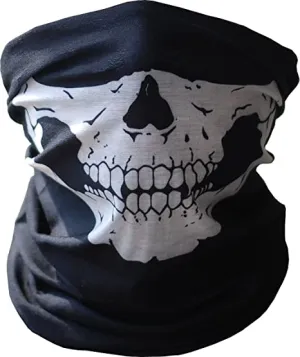 Skull Tubular Mask,Seamless Multi Function Skull Tube Tubular Half Face Mask Headwear Bandana Motorcycle Scarf Face Neck Warmer Black(1 Pack)