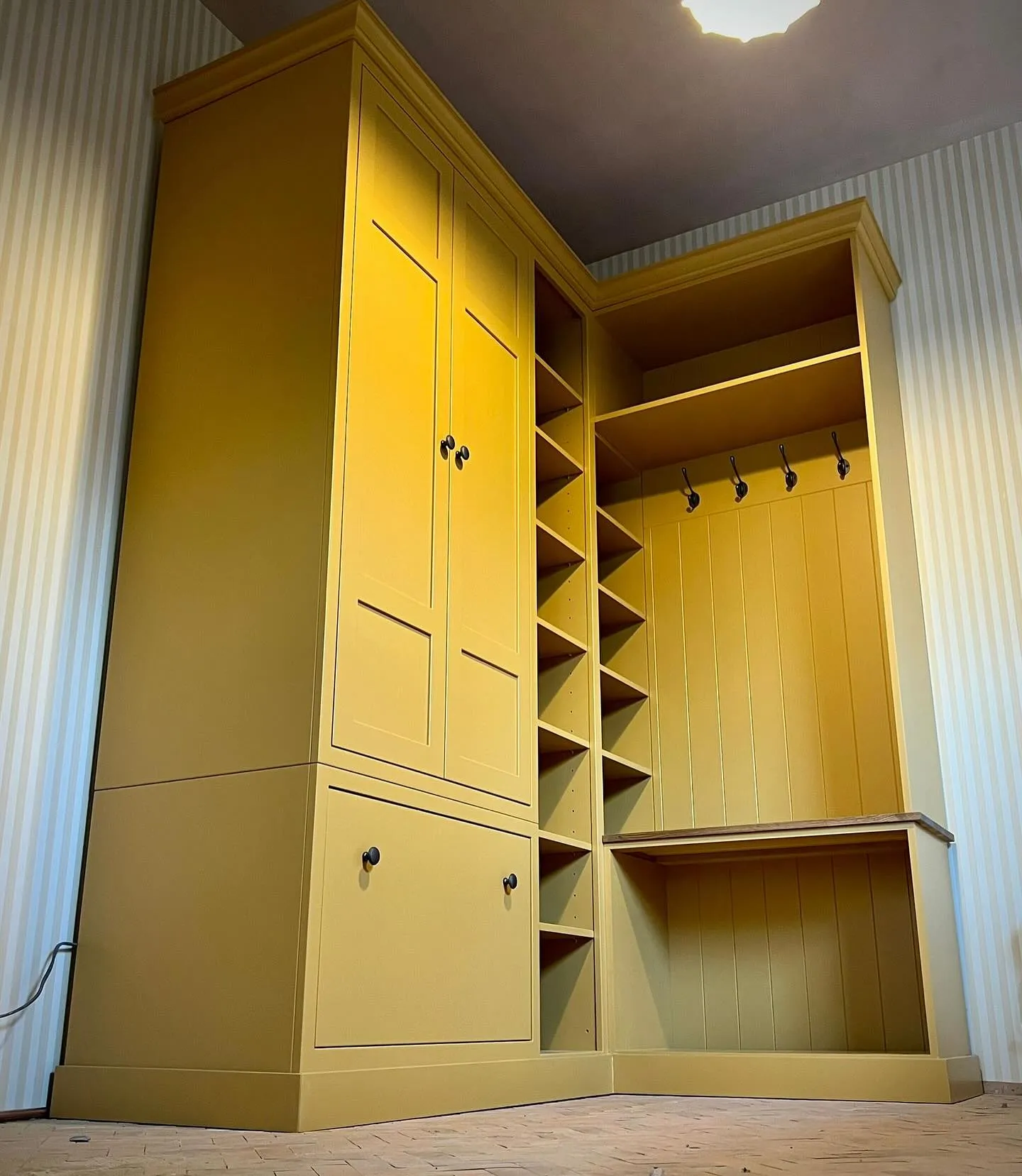 Small Corner Boot Room Bench with Drawer