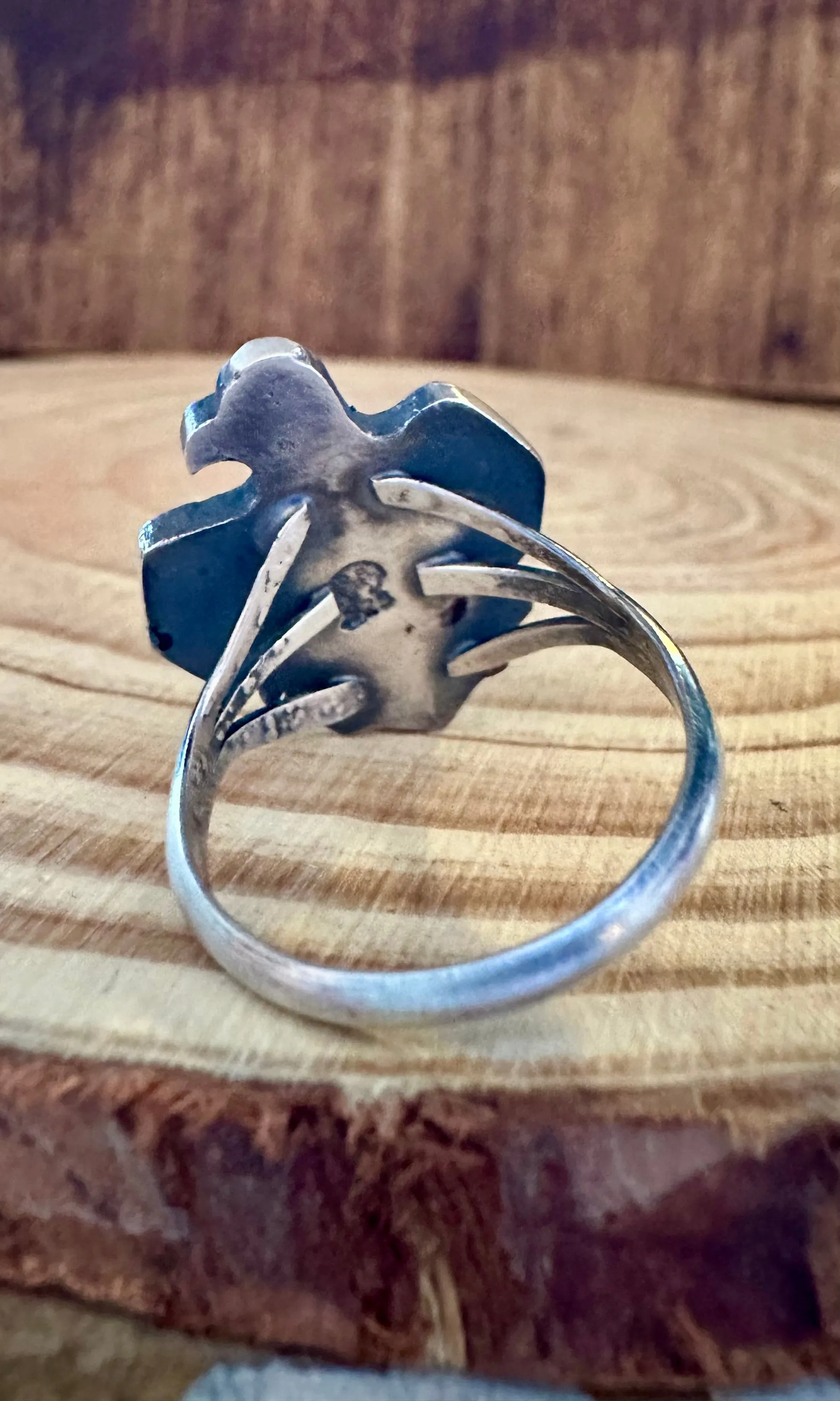 SMALL THUNDERBIRD Running Bear Navajo Turquoise and Sterling Silver Ring • Multiple Sizes