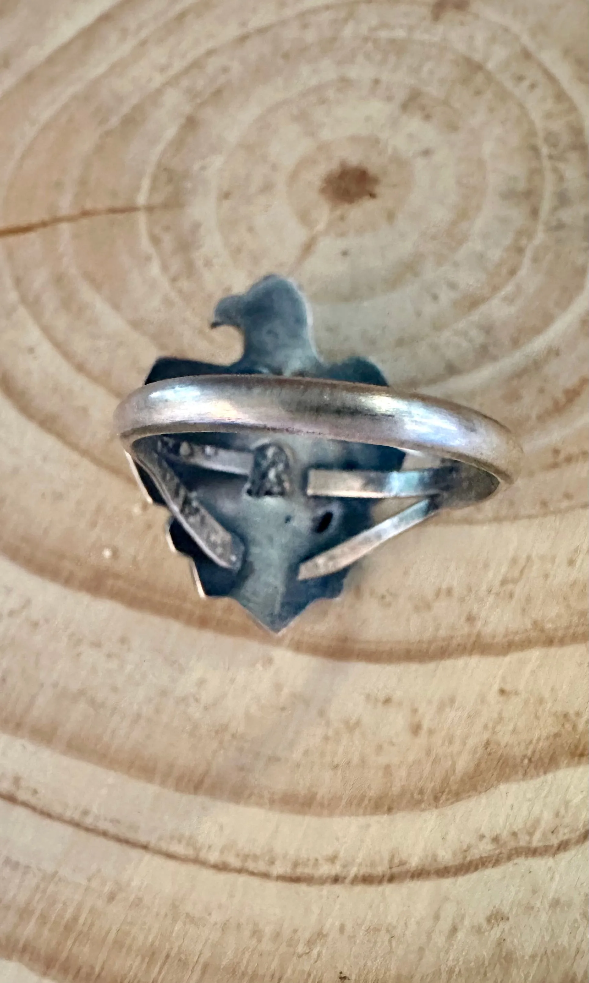 SMALL THUNDERBIRD Running Bear Navajo Turquoise and Sterling Silver Ring • Multiple Sizes