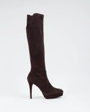 Stuart Weitzman Brown Suede Platform Knee Length Boots - 39.5