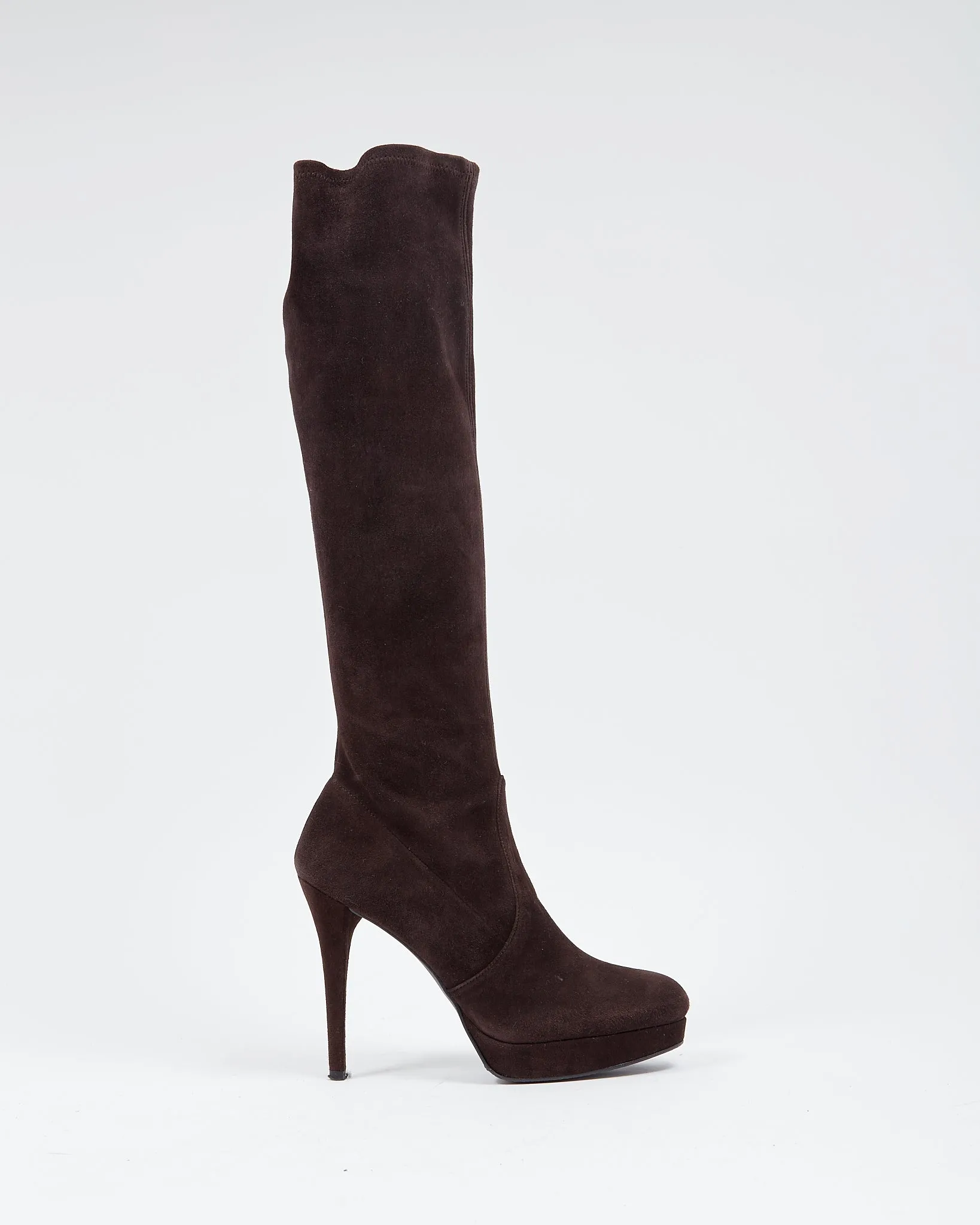 Stuart Weitzman Brown Suede Platform Knee Length Boots - 39.5