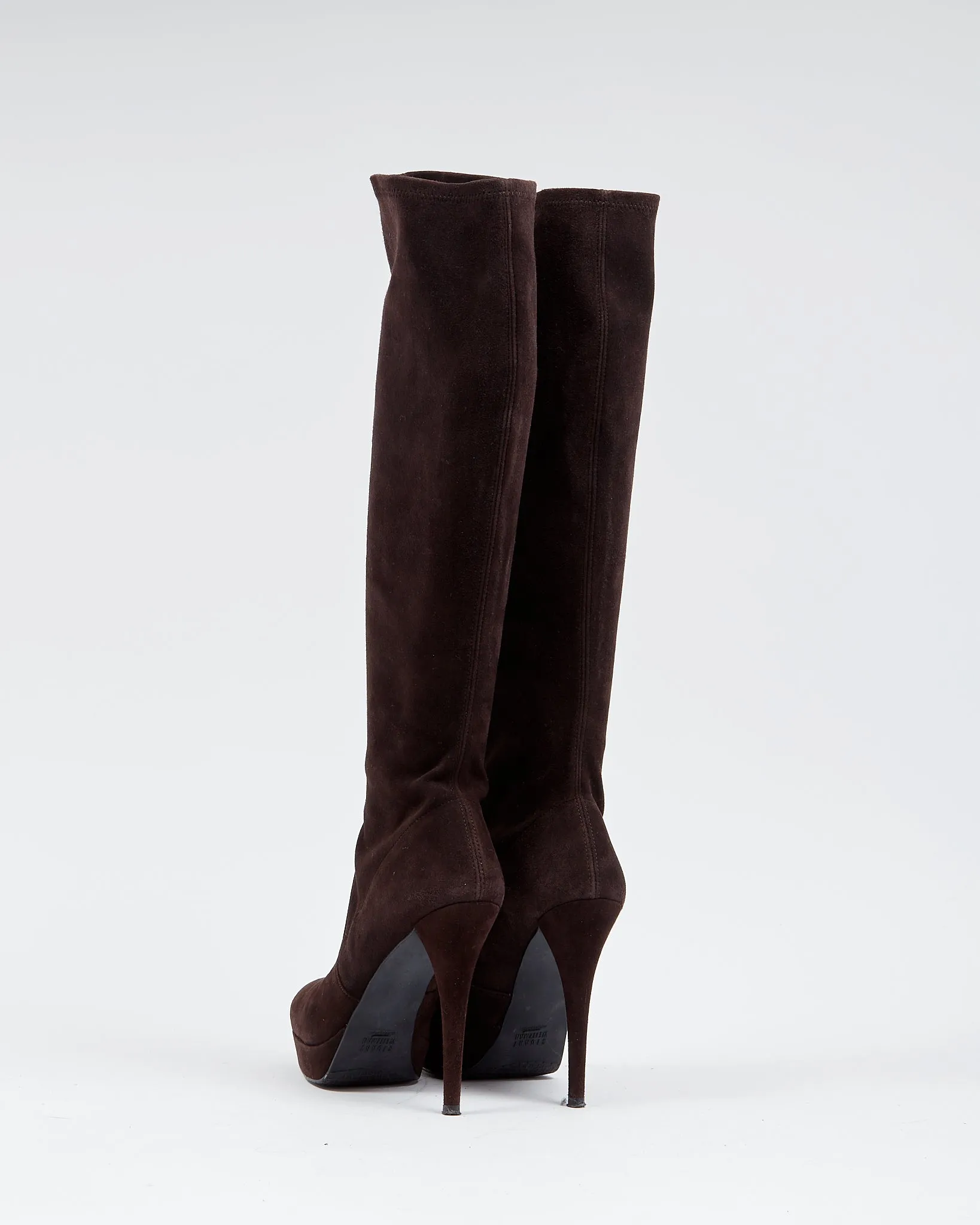 Stuart Weitzman Brown Suede Platform Knee Length Boots - 39.5