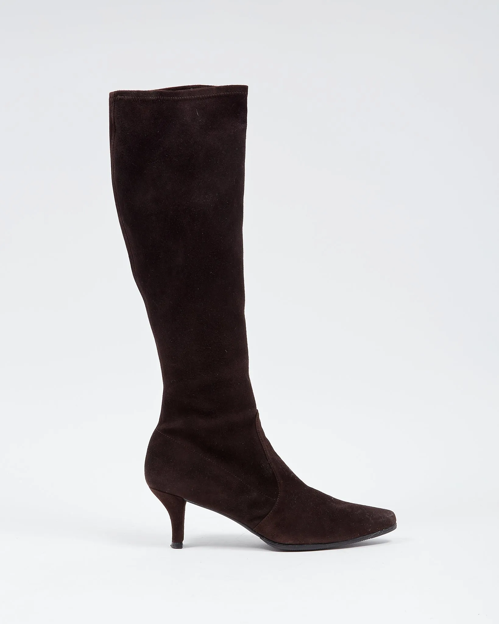 Stuart Weitzman Dark Brown Suede Kitten Heel Boots - 39