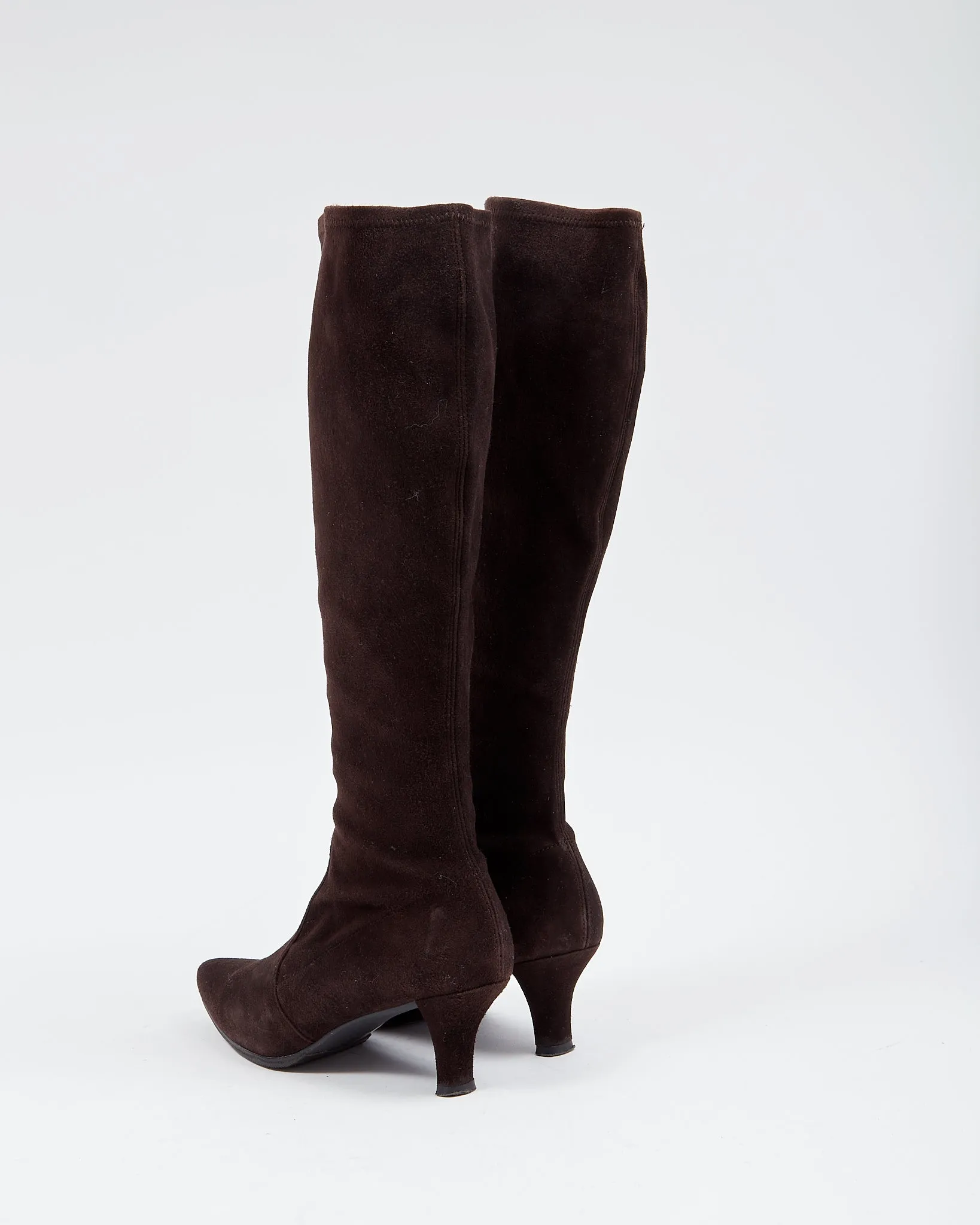 Stuart Weitzman Dark Brown Suede Kitten Heel Boots - 39