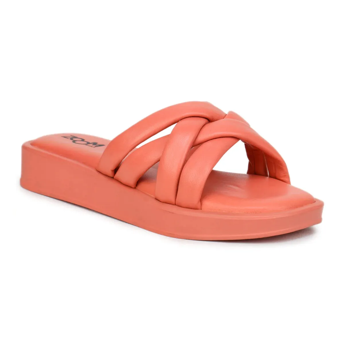 Stylish Women's Leather Slippers L 212 with Criss-Cross Design