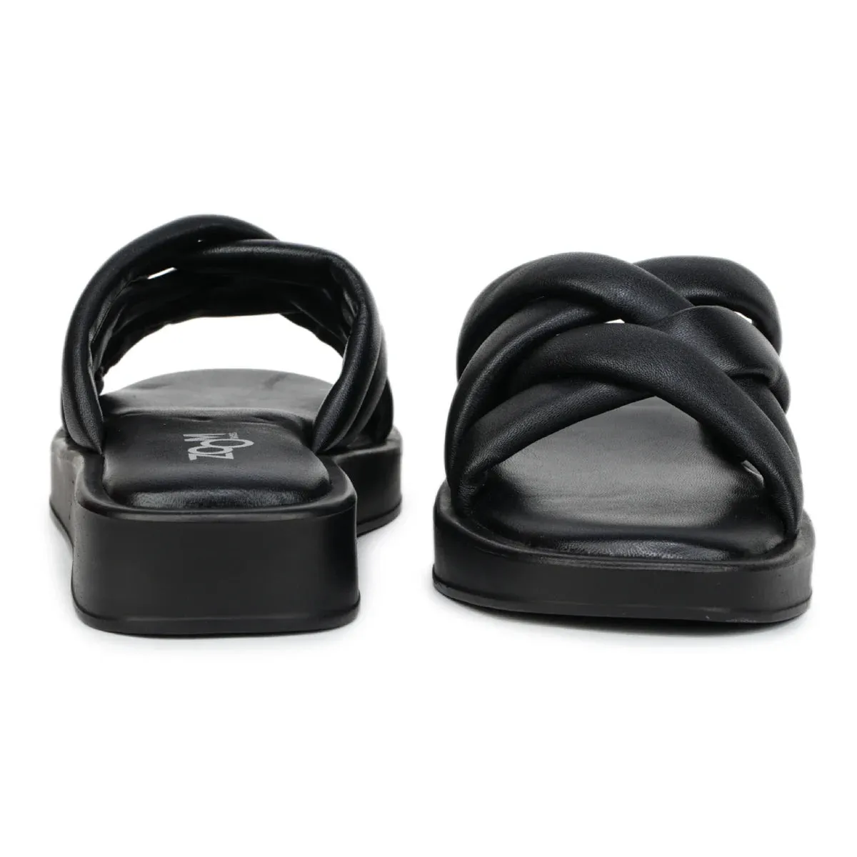 Stylish Women's Leather Slippers L 212 with Criss-Cross Design