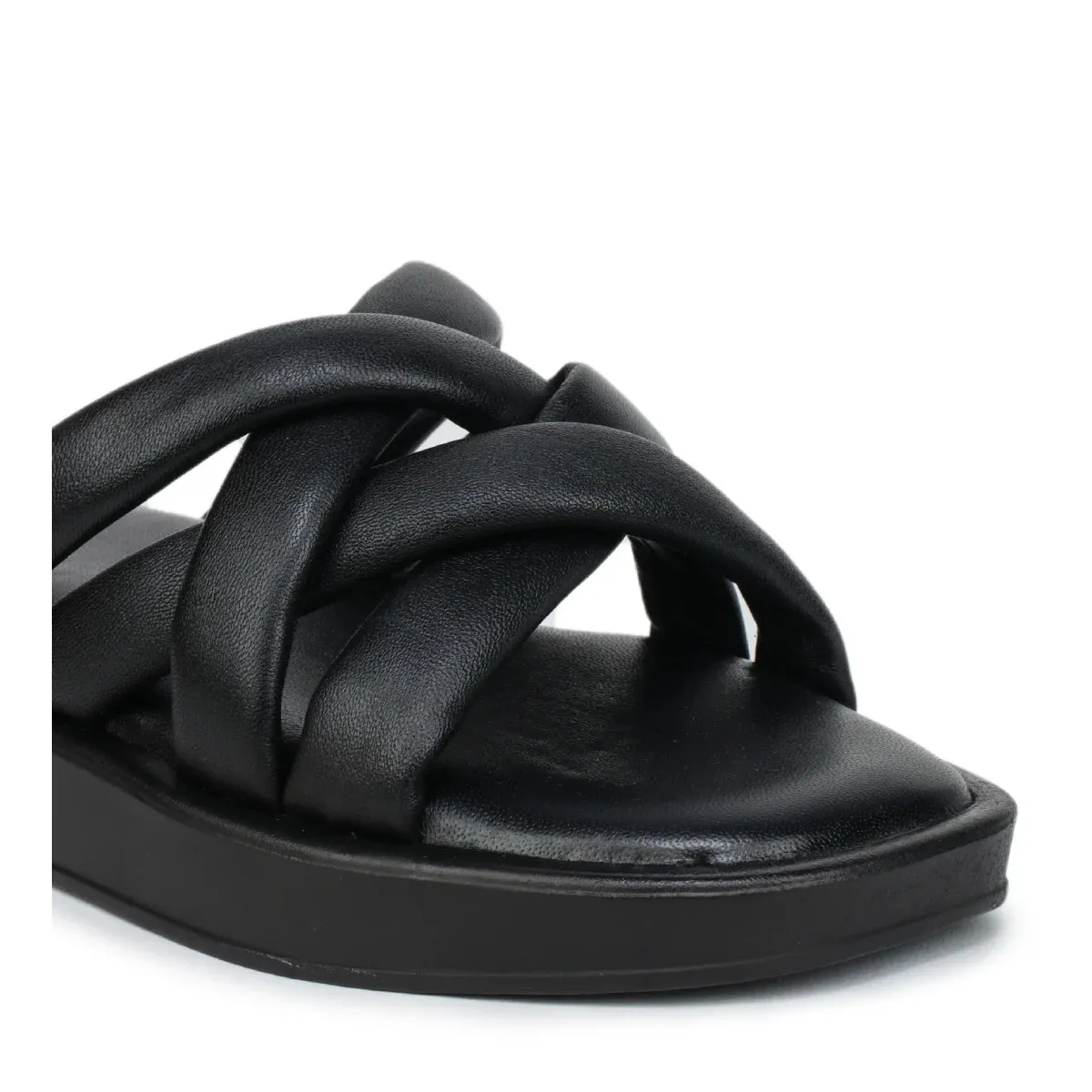 Stylish Women's Leather Slippers L 212 with Criss-Cross Design