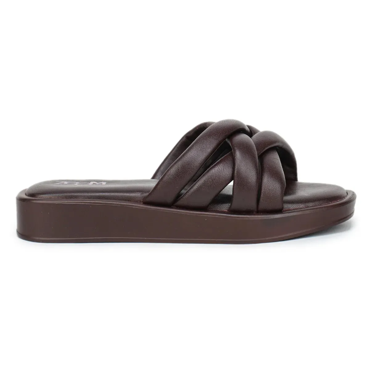 Stylish Women's Leather Slippers L 212 with Criss-Cross Design