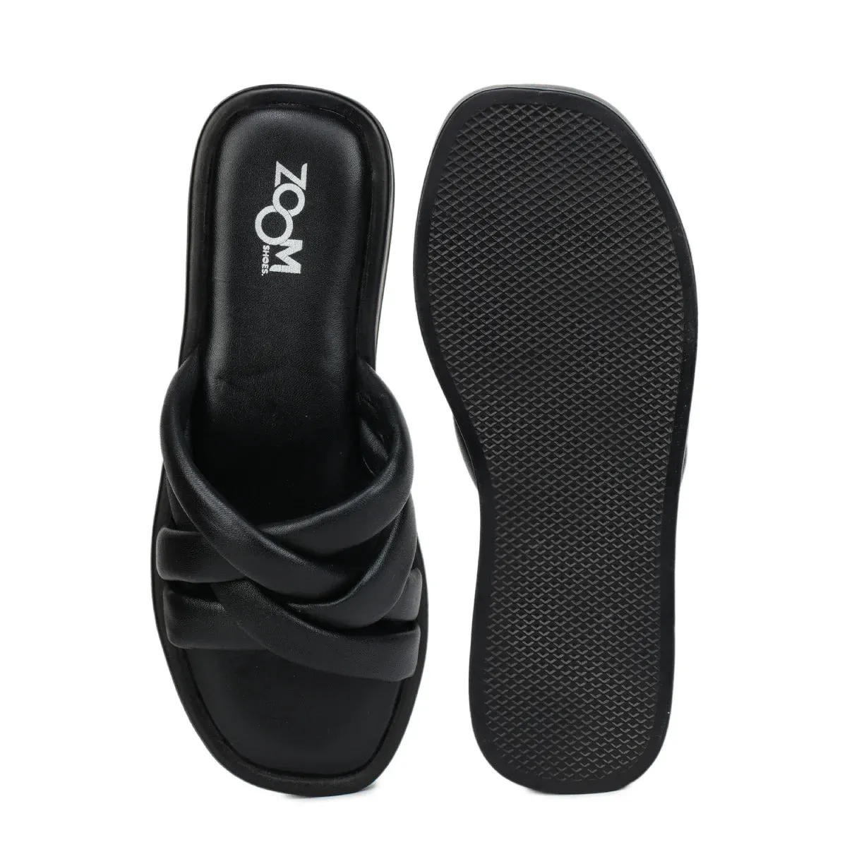 Stylish Women's Leather Slippers L 212 with Criss-Cross Design