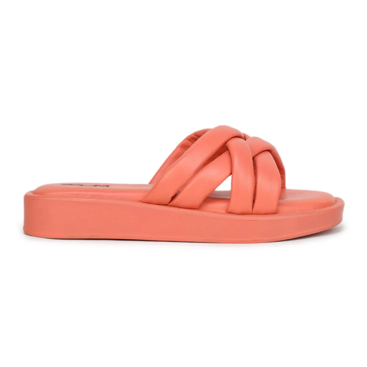 Stylish Women's Leather Slippers L 212 with Criss-Cross Design