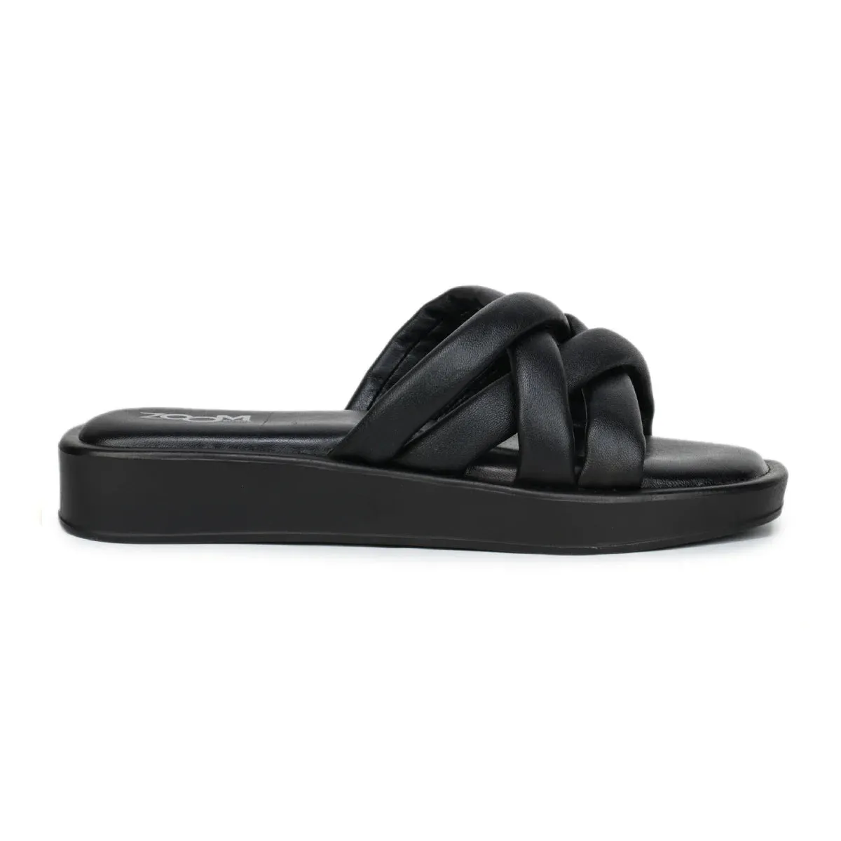 Stylish Women's Leather Slippers L 212 with Criss-Cross Design
