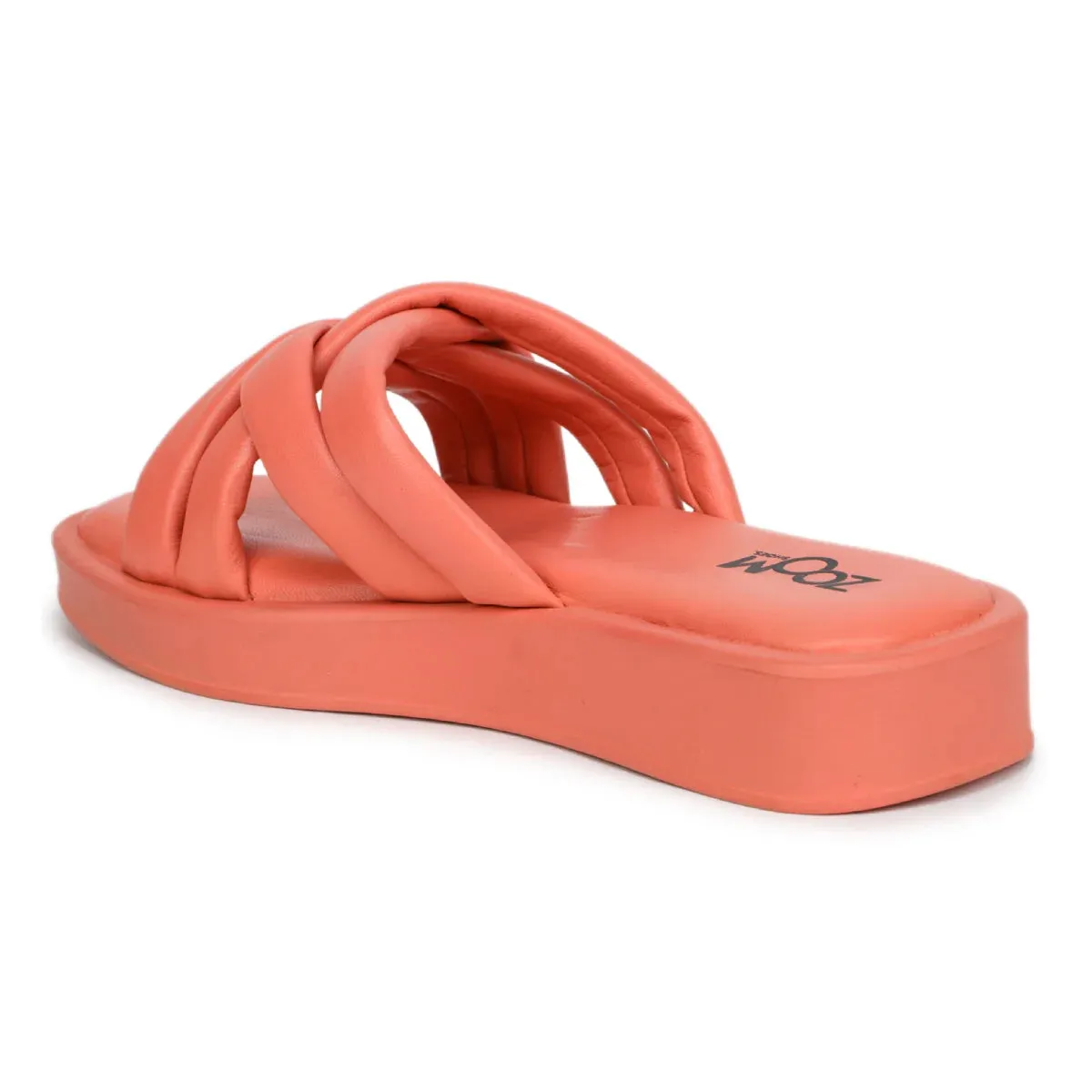 Stylish Women's Leather Slippers L 212 with Criss-Cross Design