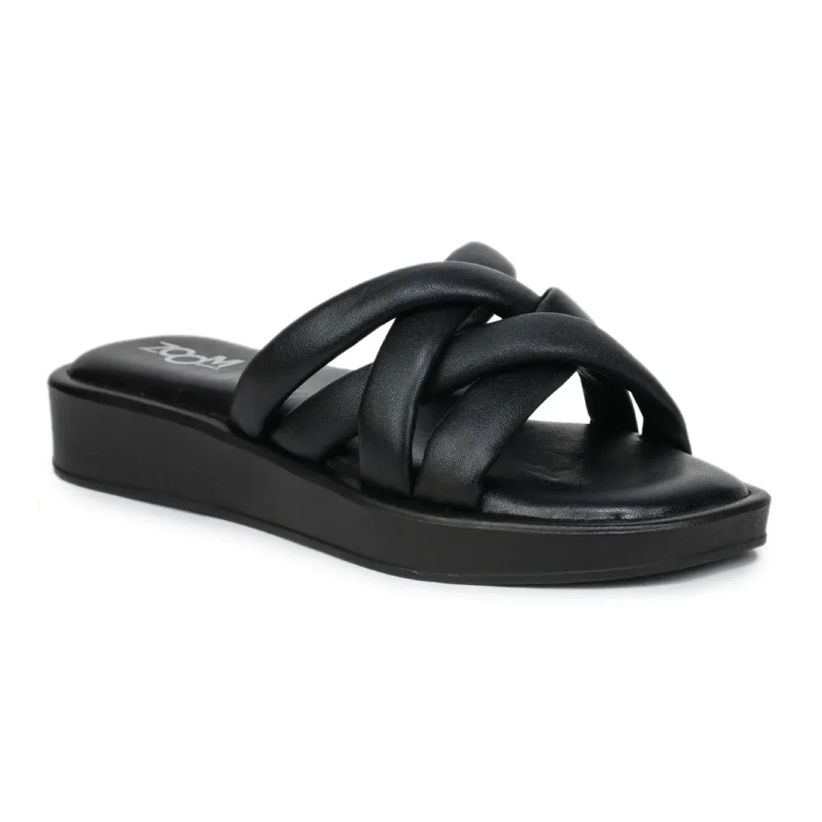 Stylish Women's Leather Slippers L 212 with Criss-Cross Design