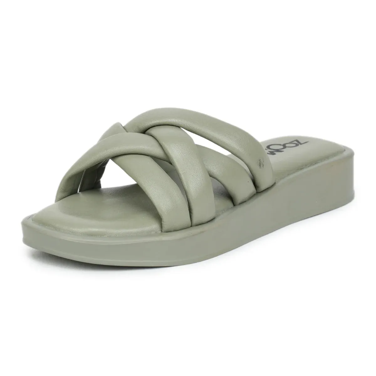 Stylish Women's Leather Slippers L 212 with Criss-Cross Design