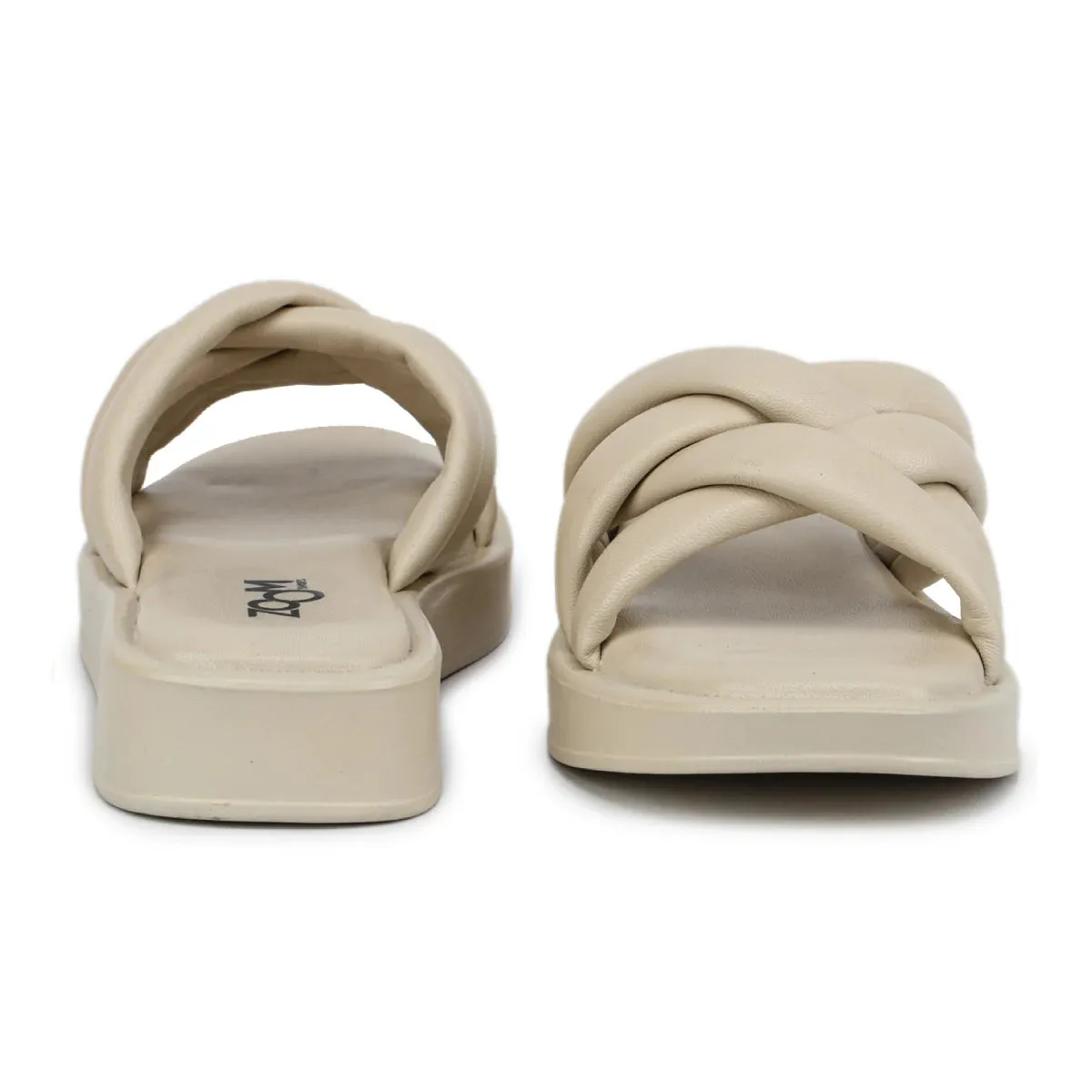 Stylish Women's Leather Slippers L 212 with Criss-Cross Design