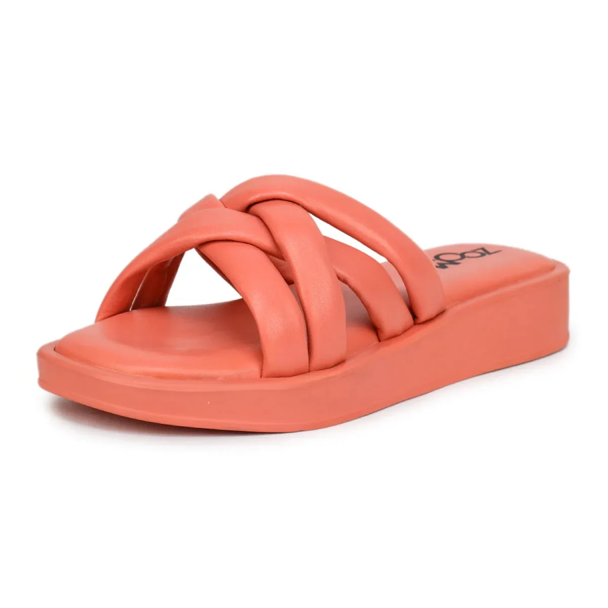 Stylish Women's Leather Slippers L 212 with Criss-Cross Design