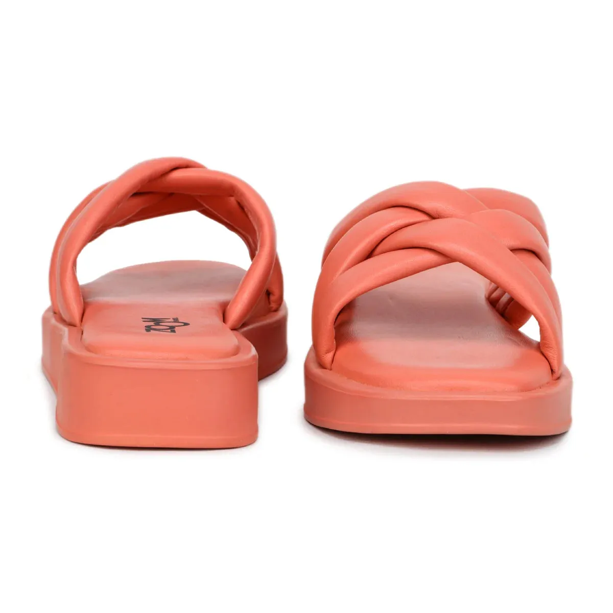 Stylish Women's Leather Slippers L 212 with Criss-Cross Design