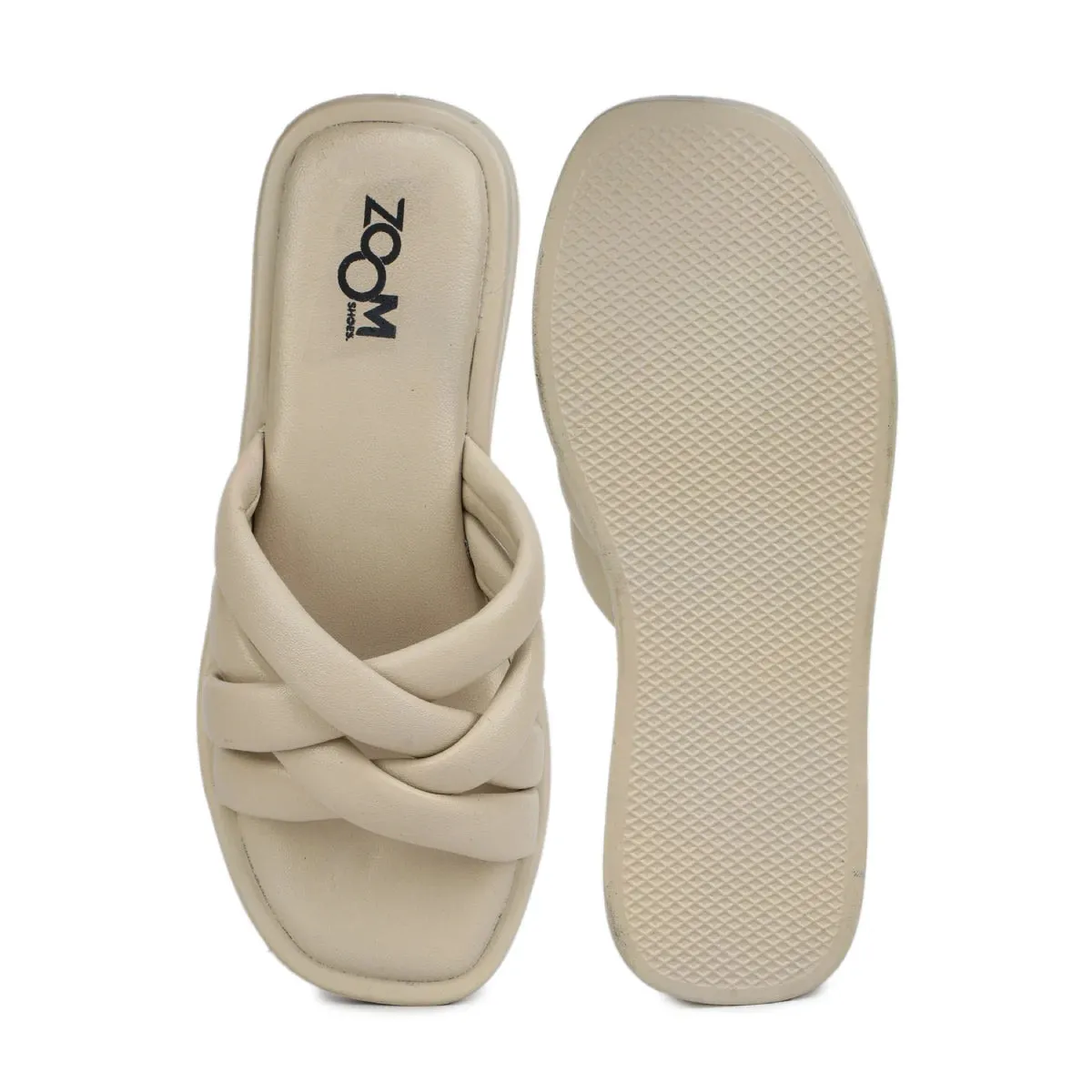 Stylish Women's Leather Slippers L 212 with Criss-Cross Design