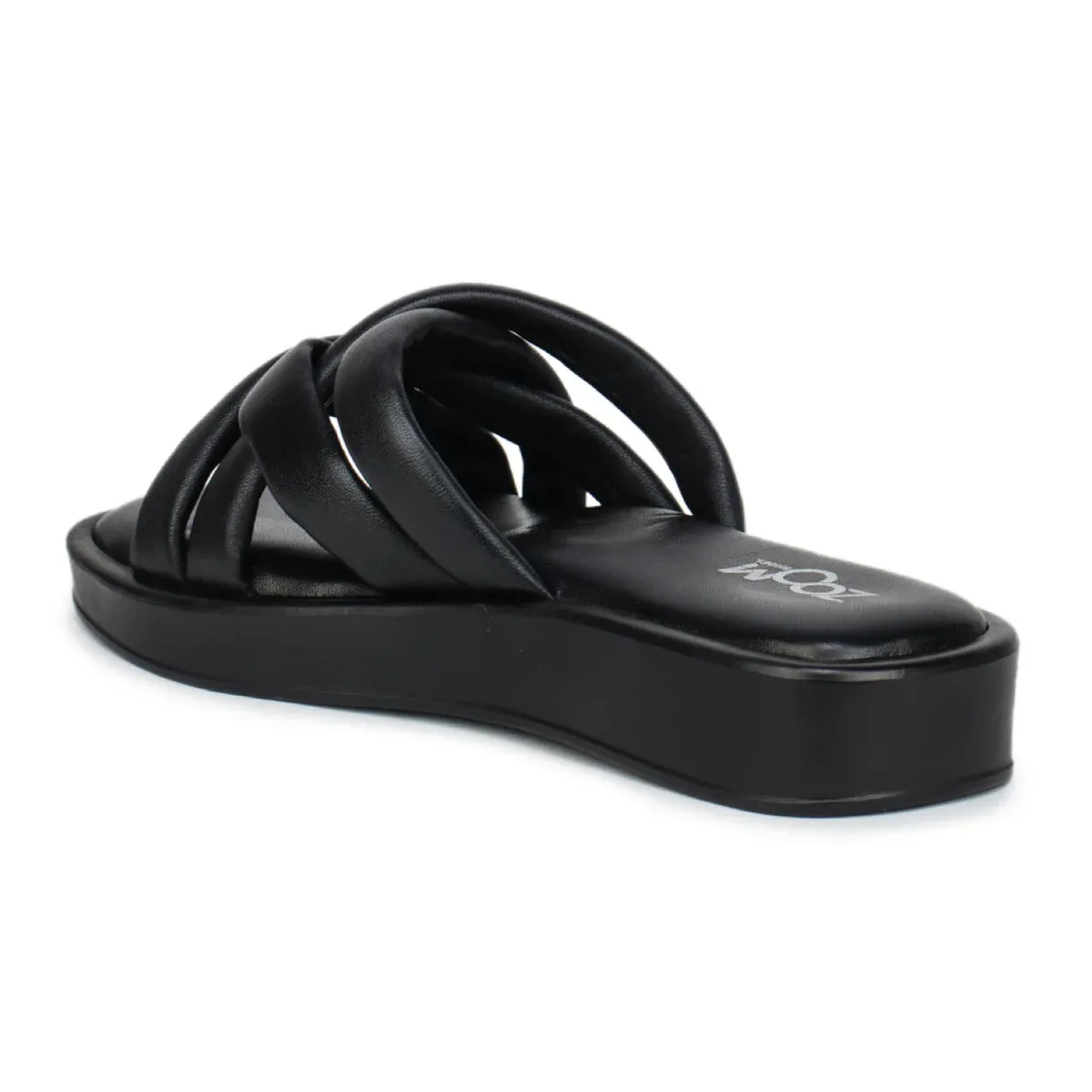 Stylish Women's Leather Slippers L 212 with Criss-Cross Design