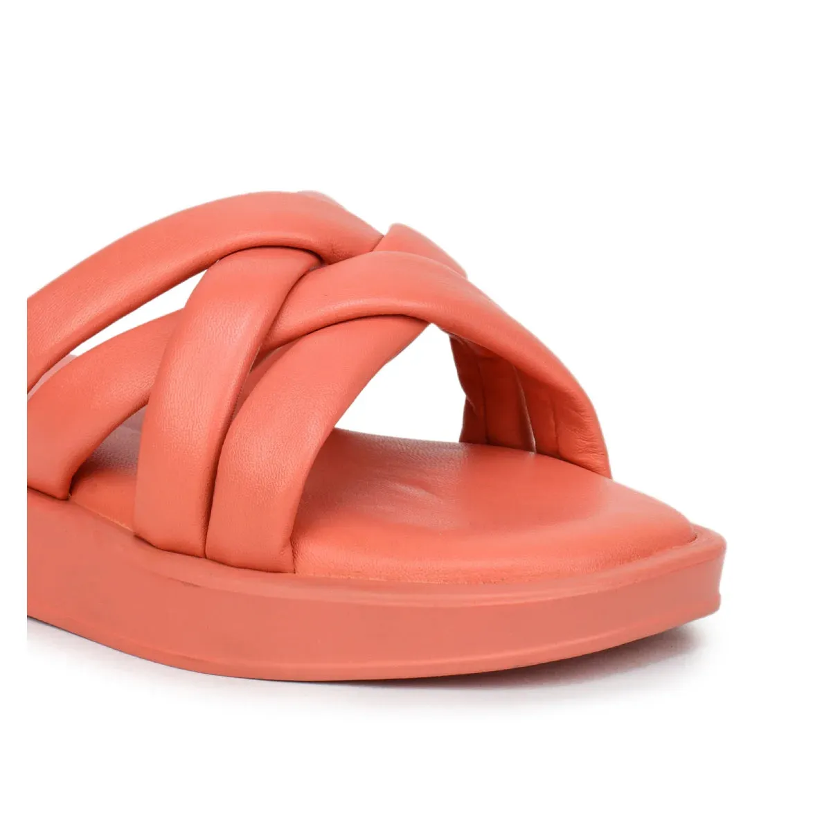Stylish Women's Leather Slippers L 212 with Criss-Cross Design