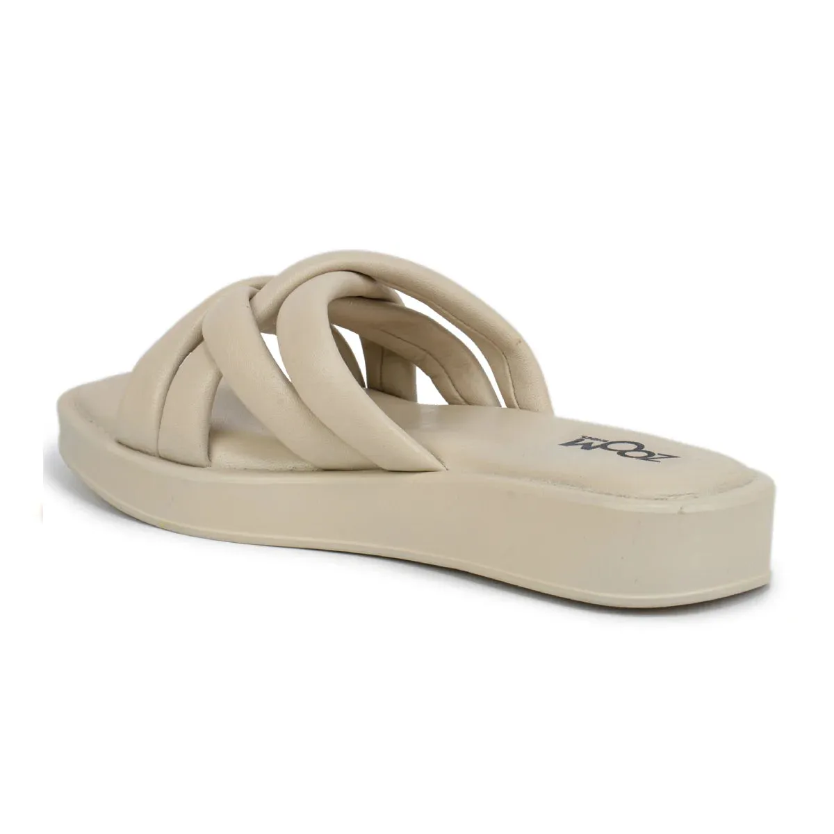 Stylish Women's Leather Slippers L 212 with Criss-Cross Design